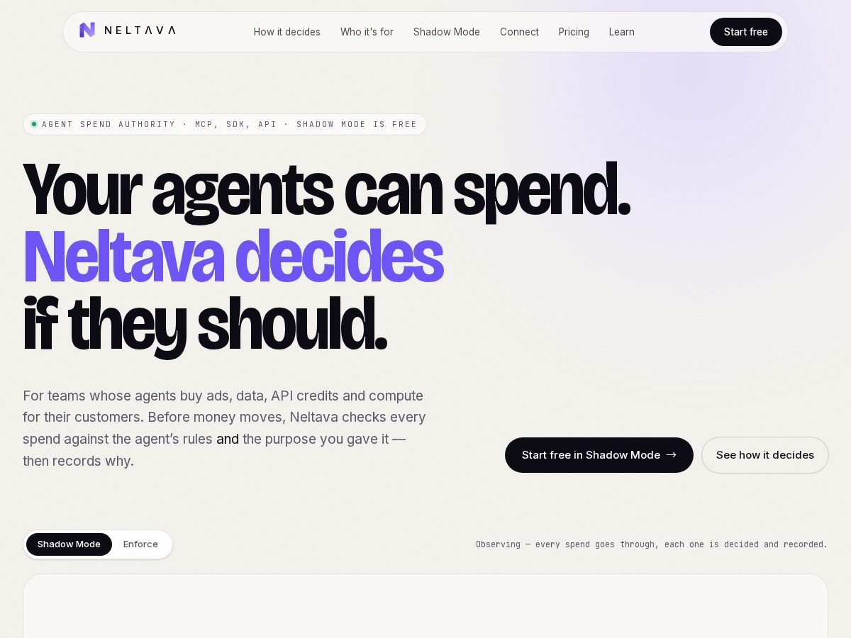 Landing-page snapshot of neltava.com