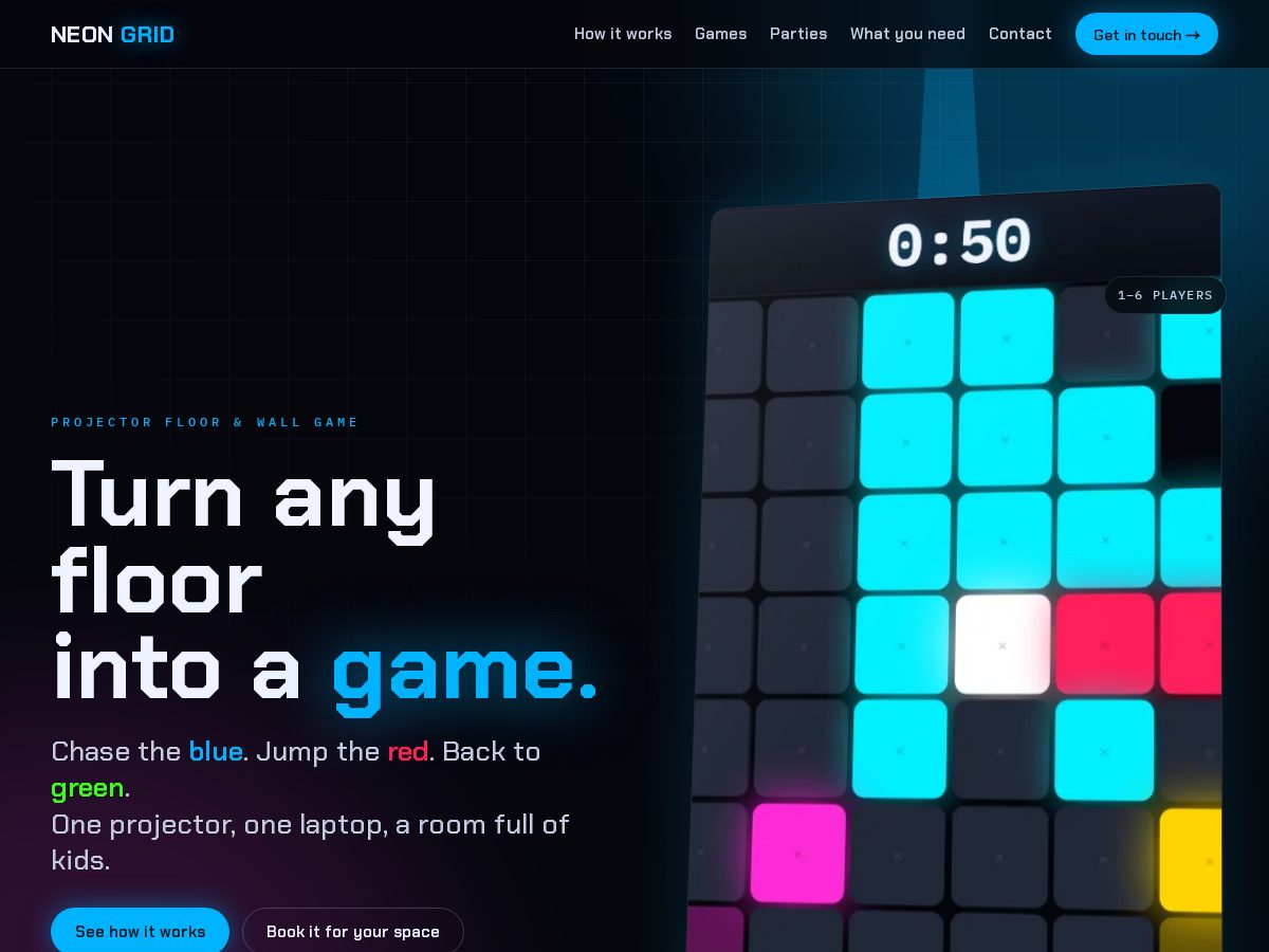 Landing-page snapshot of neongrid.club
