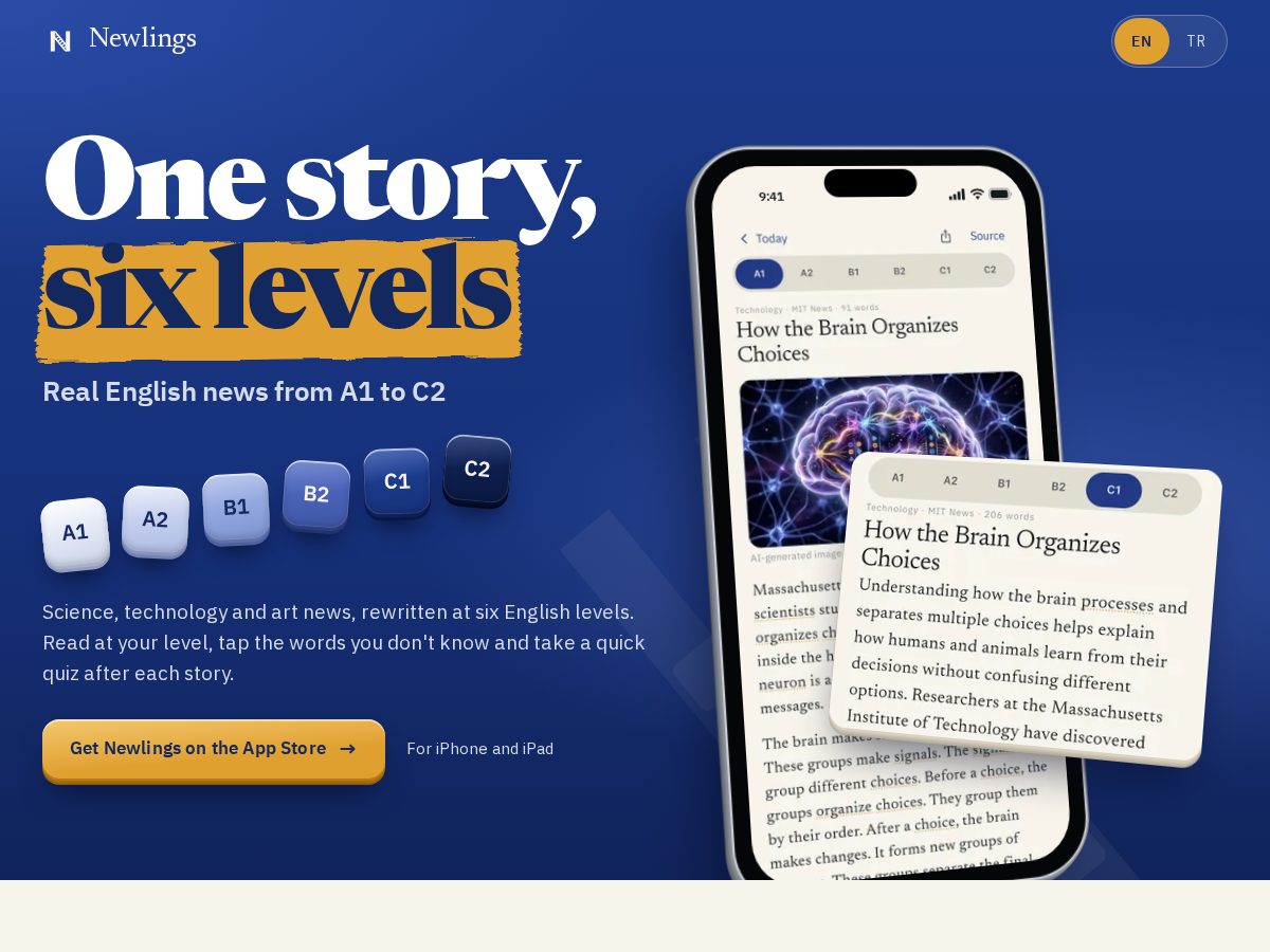 Landing-page snapshot of newlings.app