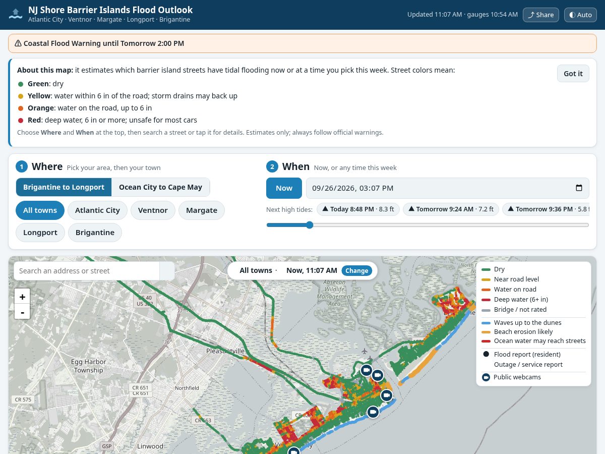 Landing-page snapshot of njshoretides.com