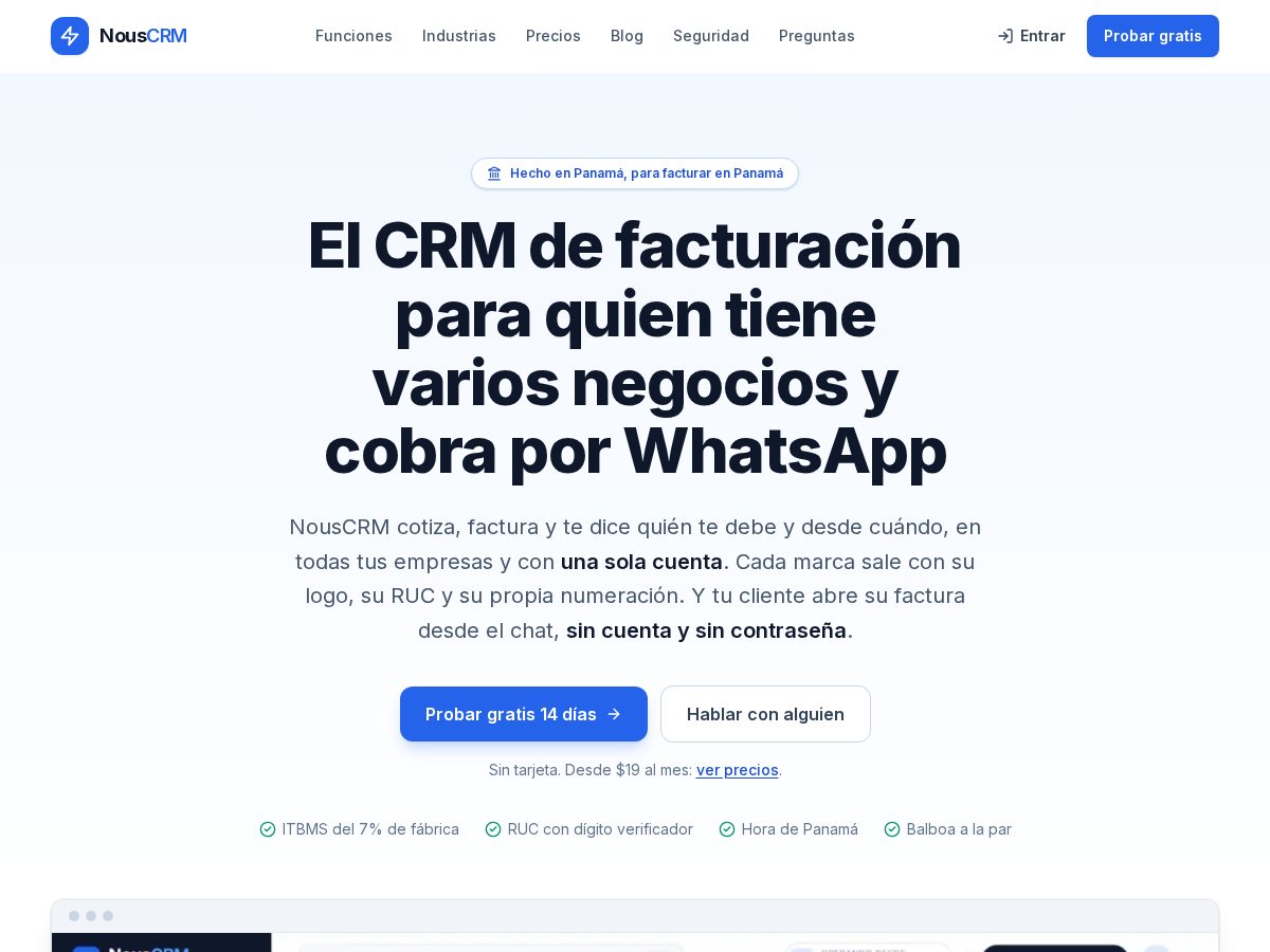 Landing-page snapshot of nouscrm.app