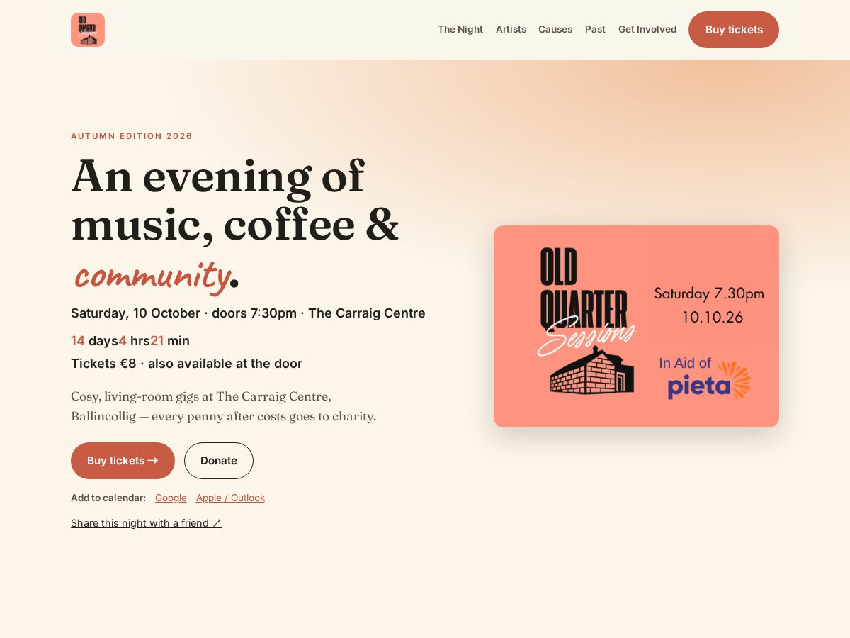 Landing-page snapshot of oldquartersessions.com