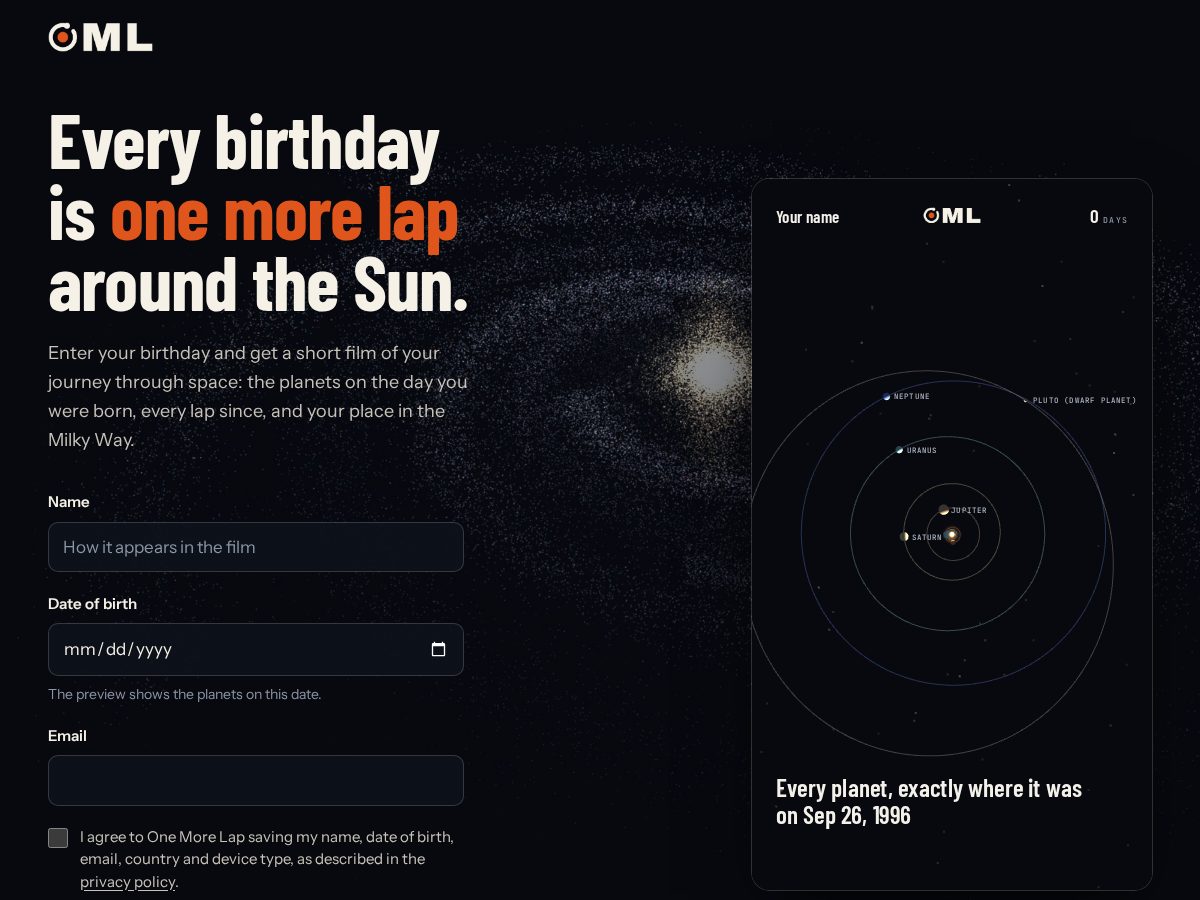 Landing-page snapshot of onemorelap.club