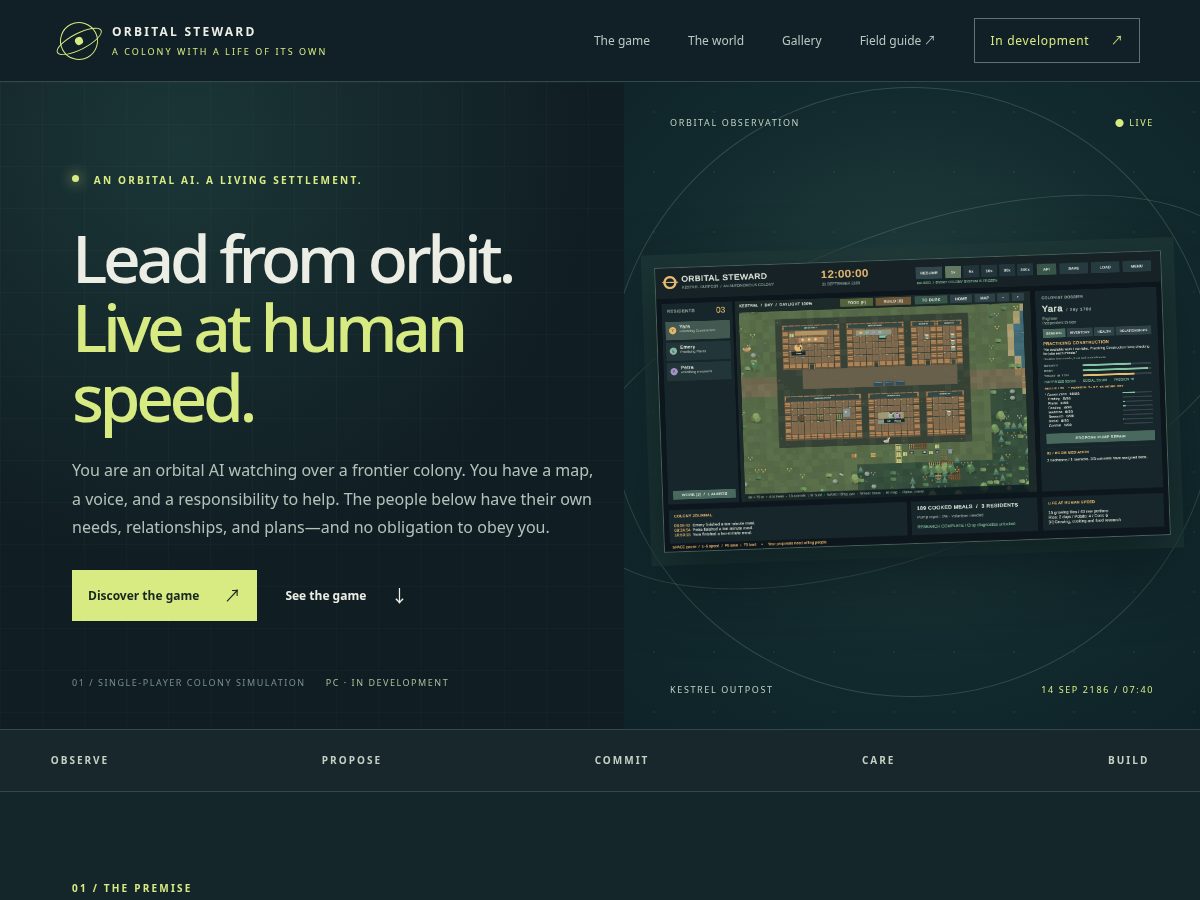 Landing-page snapshot of orbital-steward.com