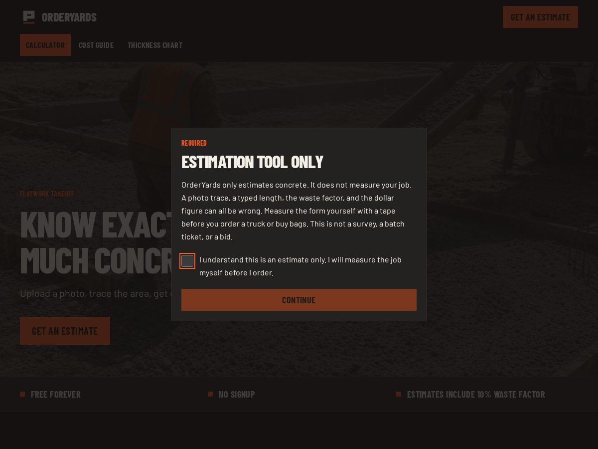 Landing-page snapshot of orderyards.com
