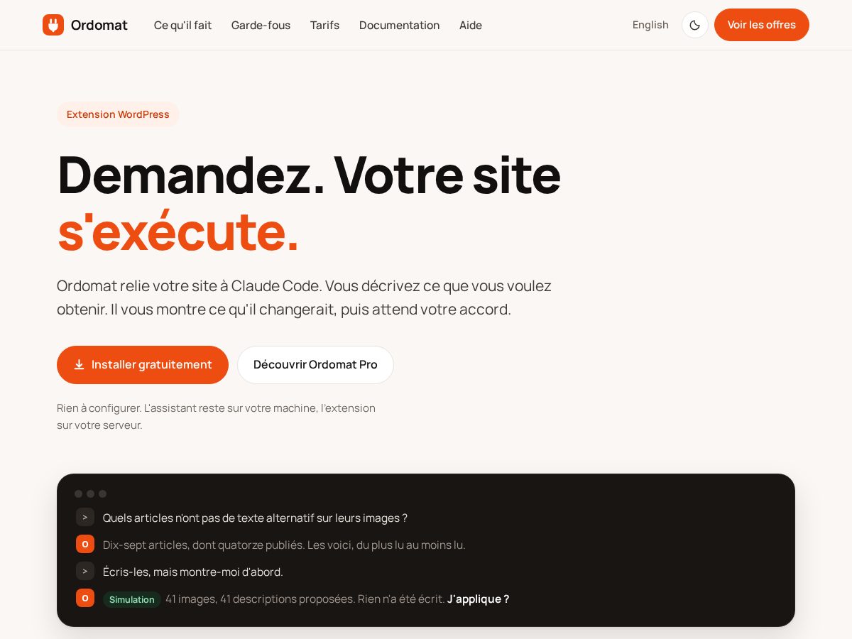 Landing-page snapshot of ordomat.com