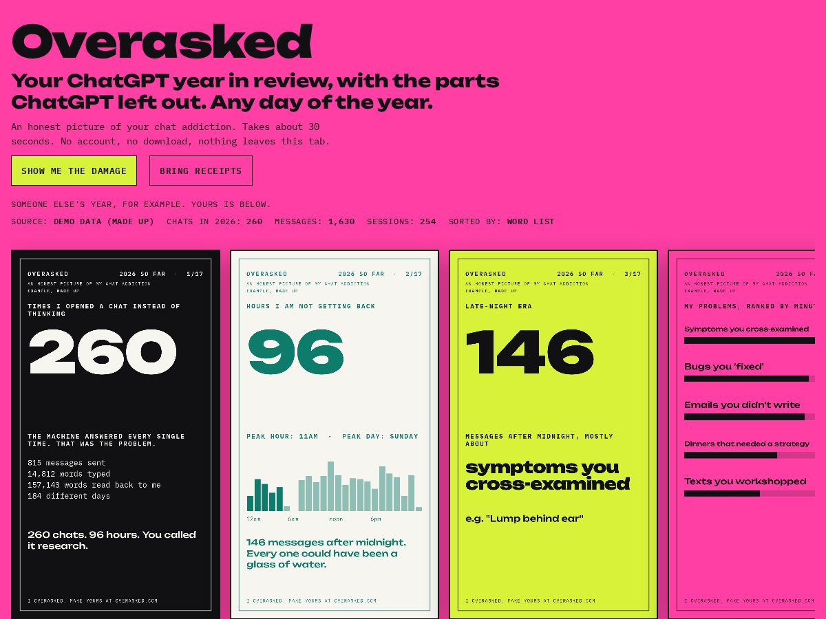 Landing-page snapshot of overasked.com