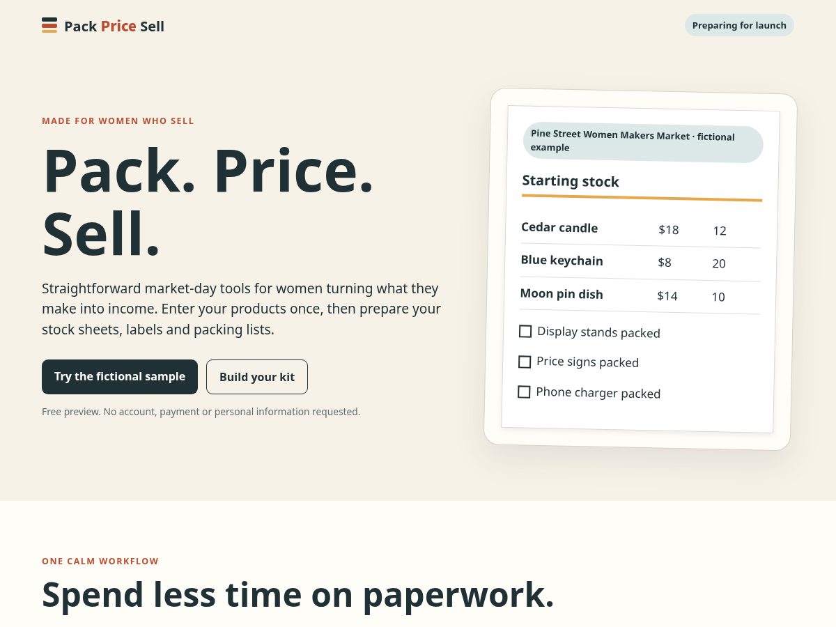 Landing-page snapshot of packpricesell.com