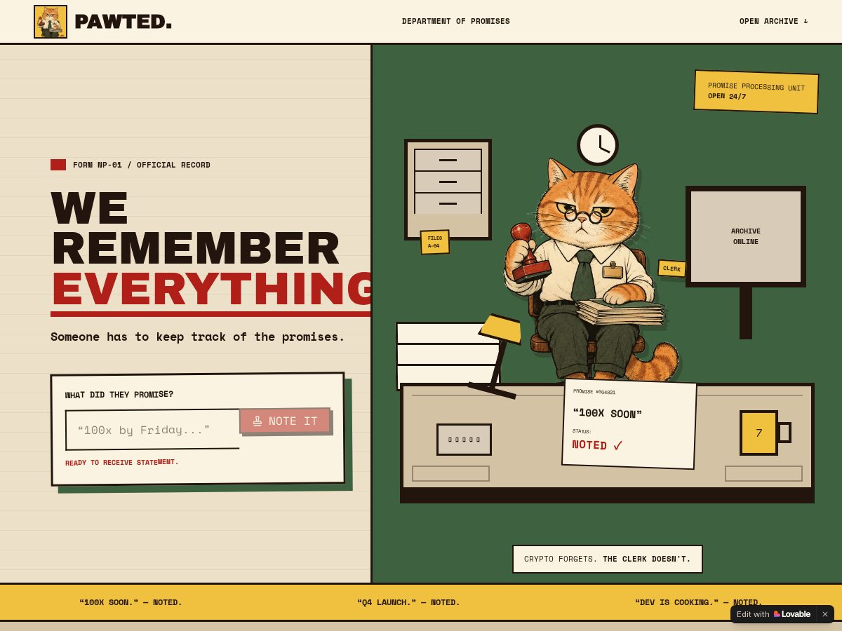 Landing-page snapshot of pawted.site