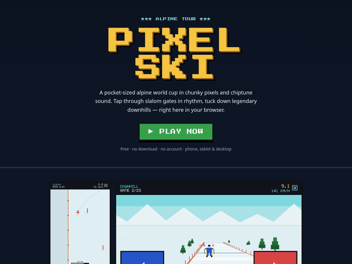 Landing-page snapshot of pixel-ski.com