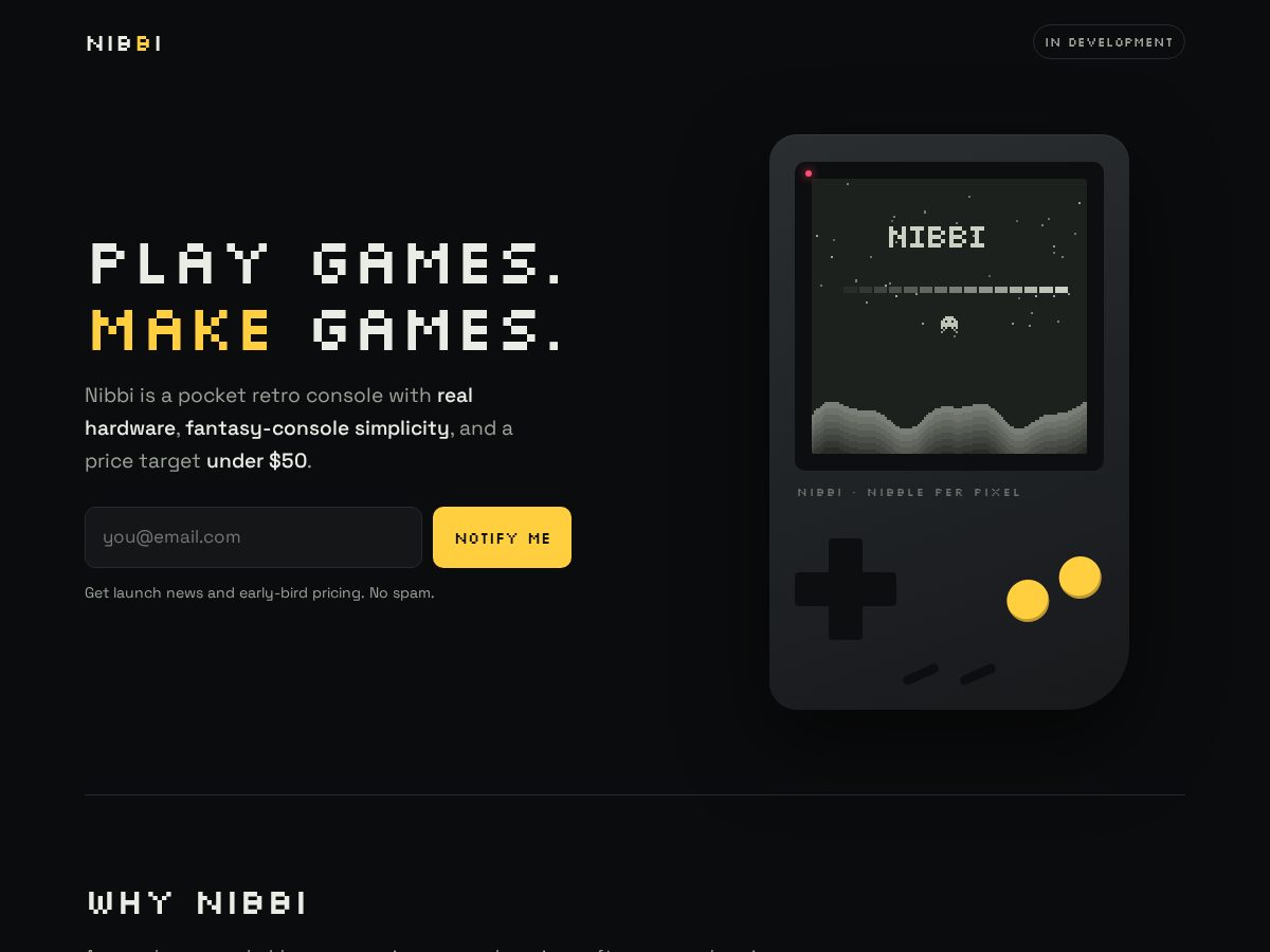 Landing-page snapshot of playnibbi.fun