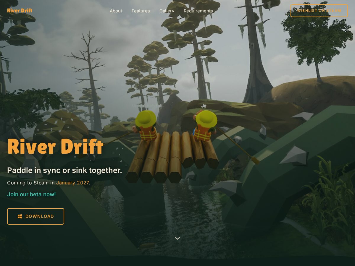 Landing-page snapshot of playriverdrift.com