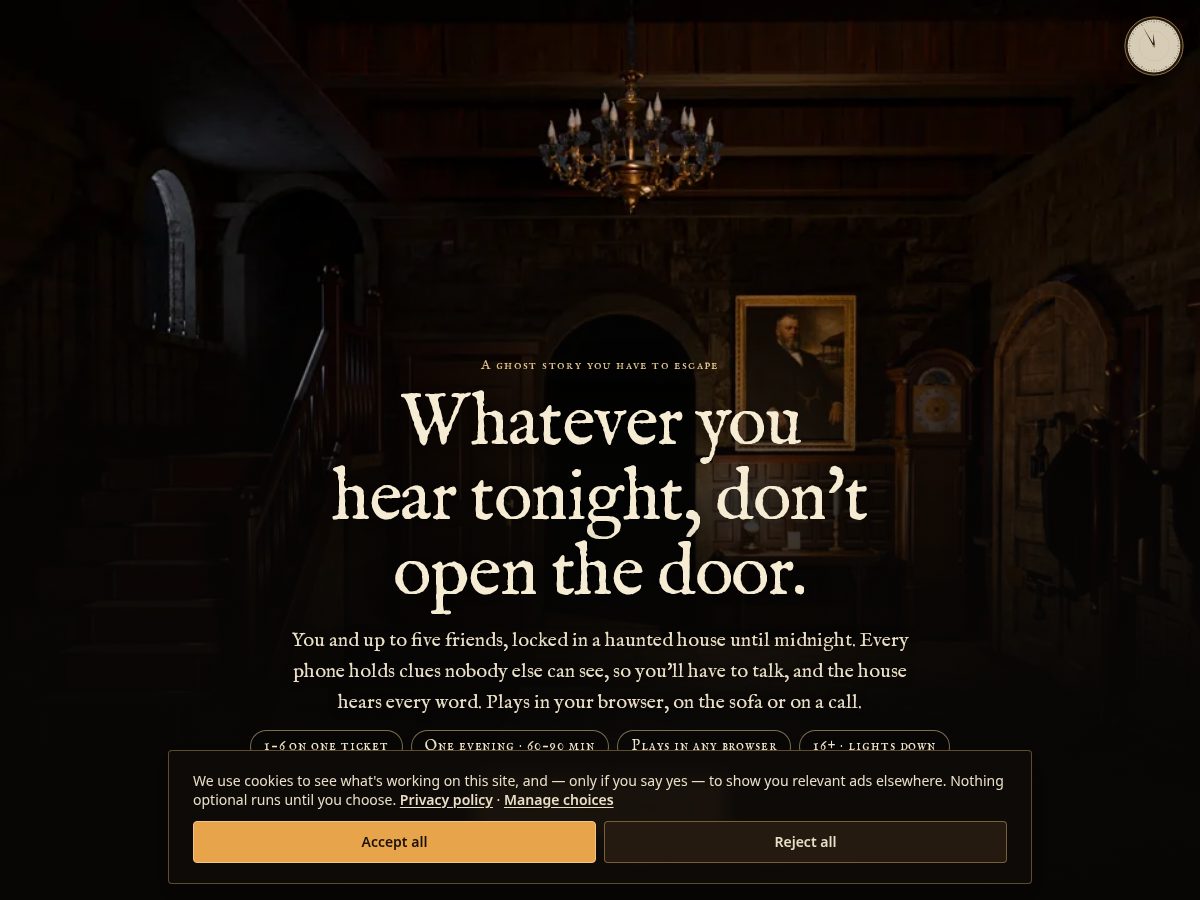 Landing-page snapshot of playthestillroom.com