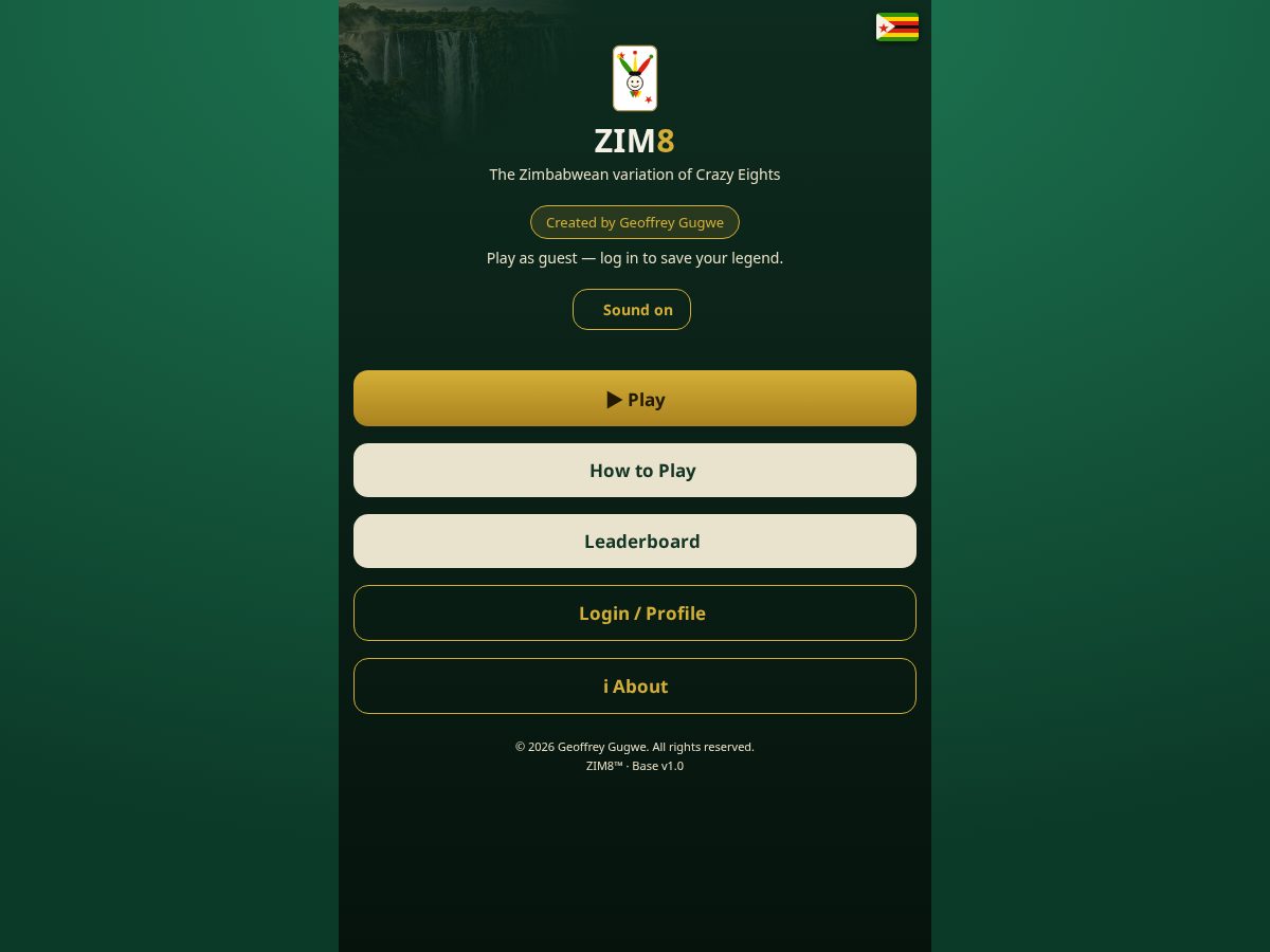 Landing-page snapshot of playzim8.com