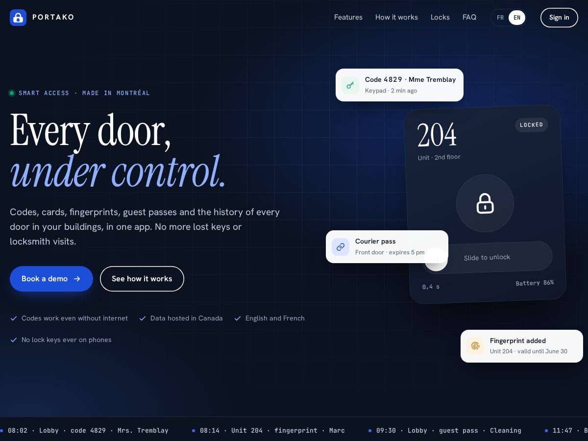 Landing-page snapshot of portako.com