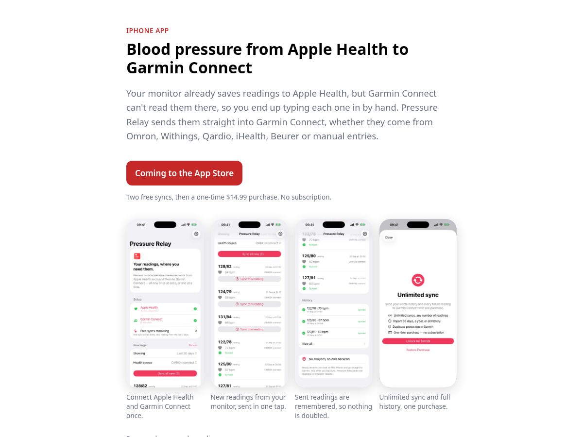 Landing-page snapshot of pressurerelay.app