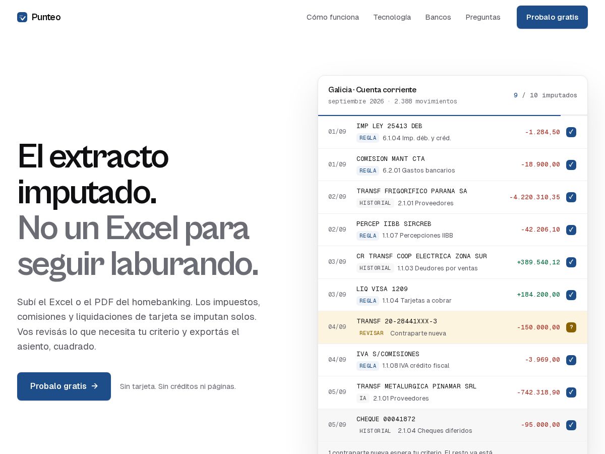 Landing-page snapshot of punteo.app