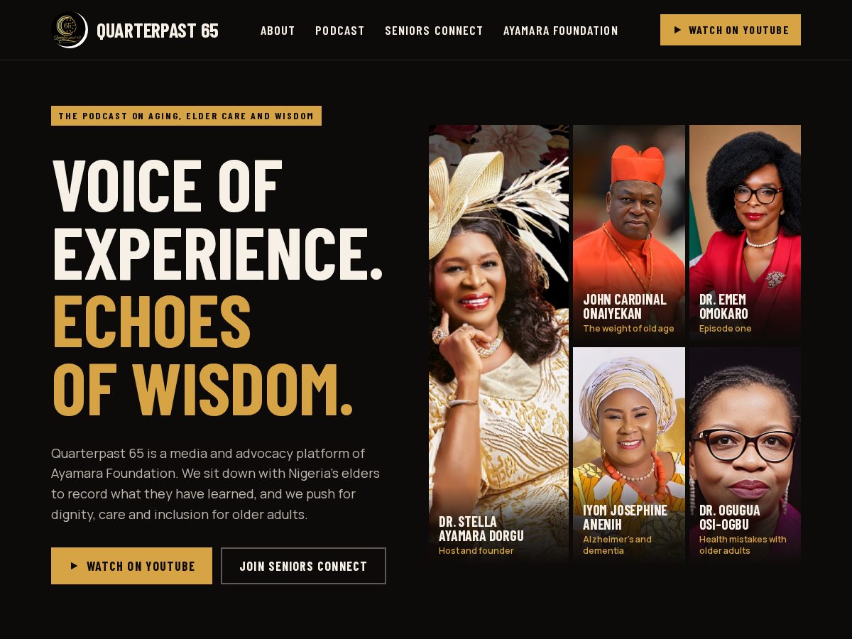 Landing-page snapshot of quarterpast65.com