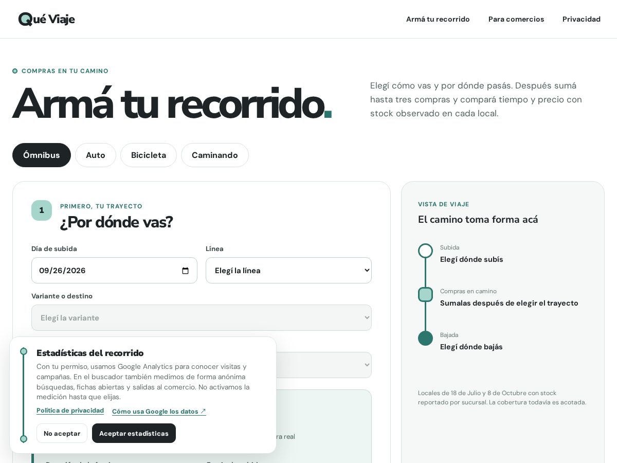 Landing-page snapshot of queviaje.app