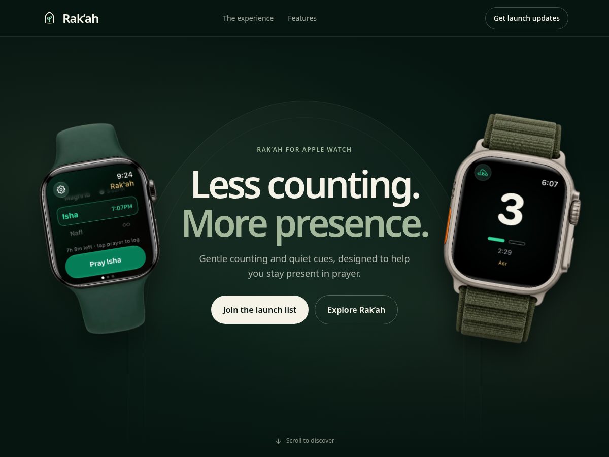 Landing-page snapshot of rakah.app