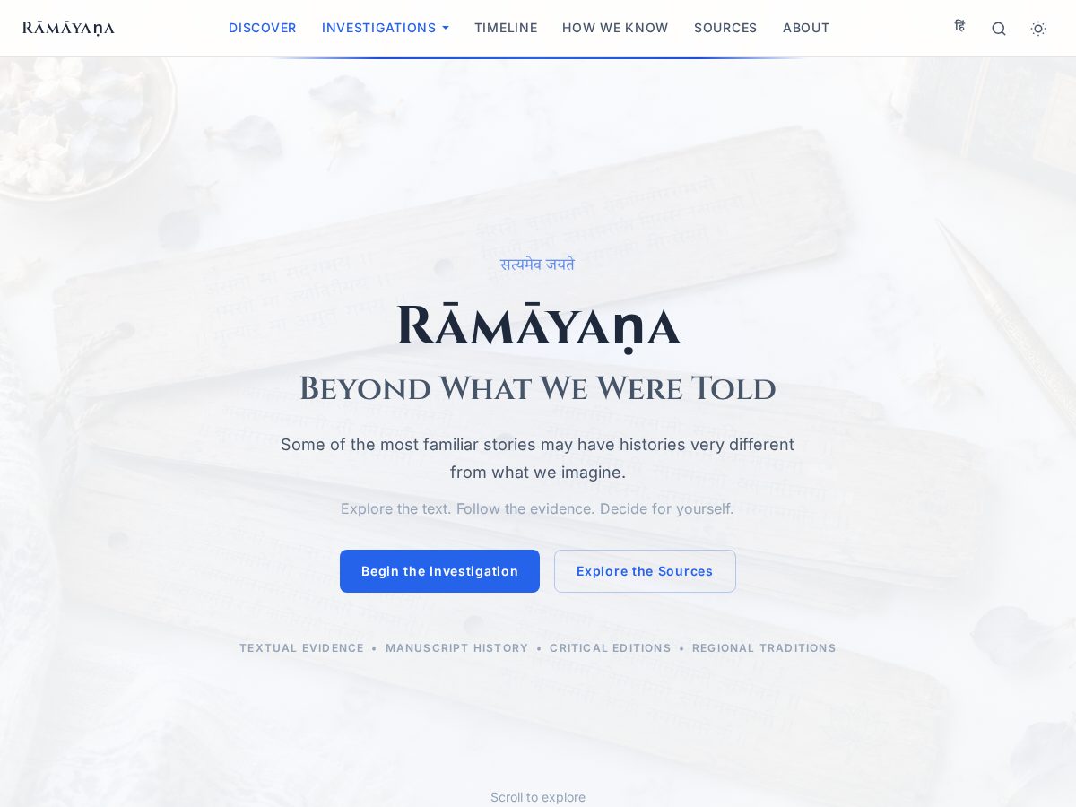 Landing-page snapshot of ramayanatruth.org