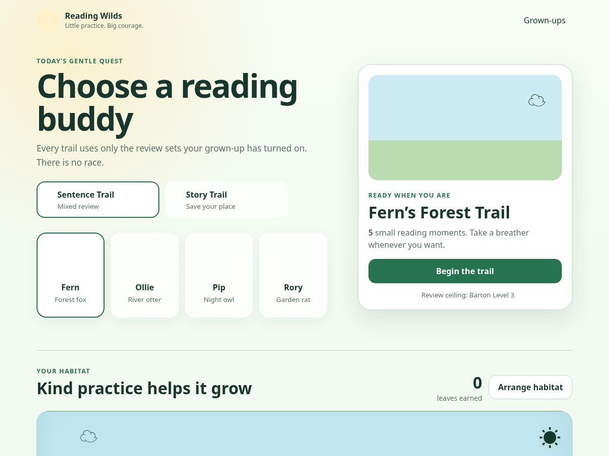 Landing-page snapshot of reading-wilds.com