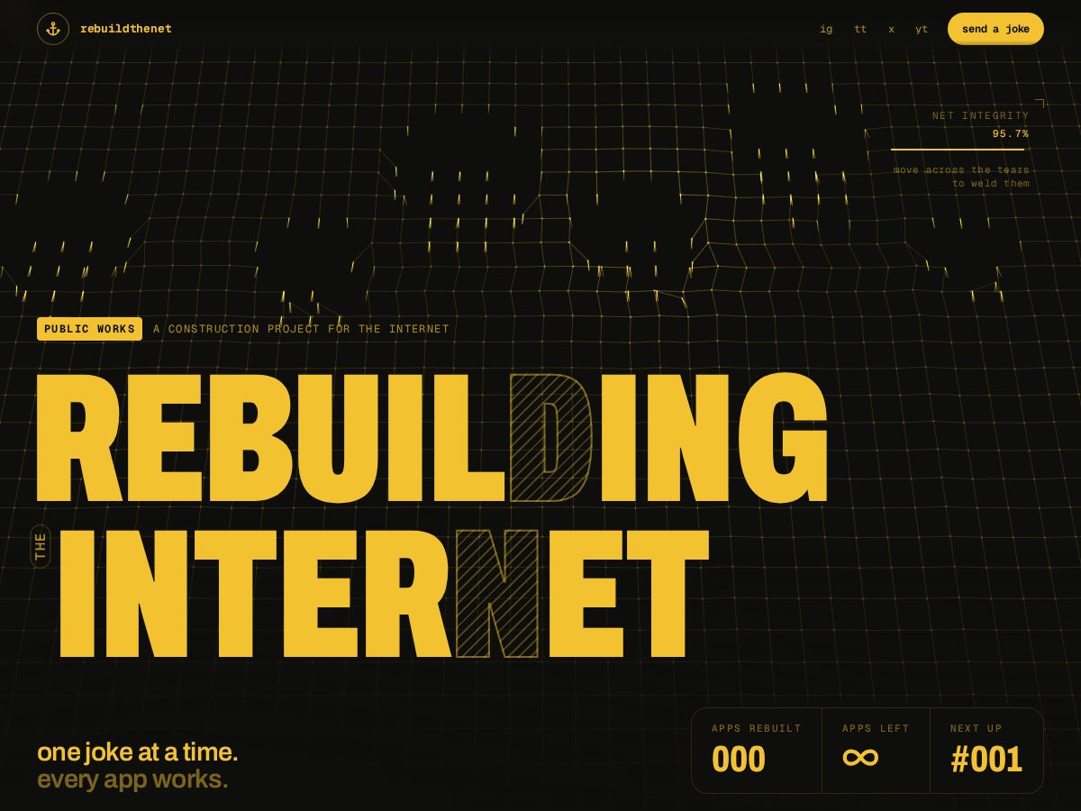Landing-page snapshot of rebuildthenet.lol