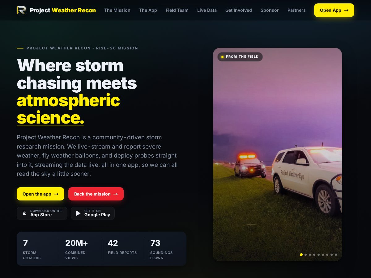 Landing-page snapshot of reconwx.org