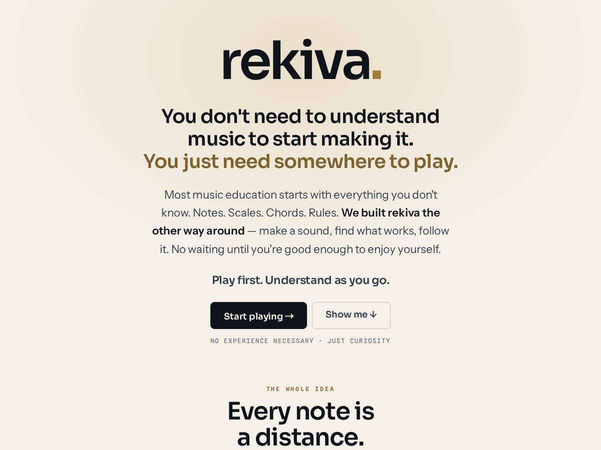 Landing-page snapshot of rekivaos.com