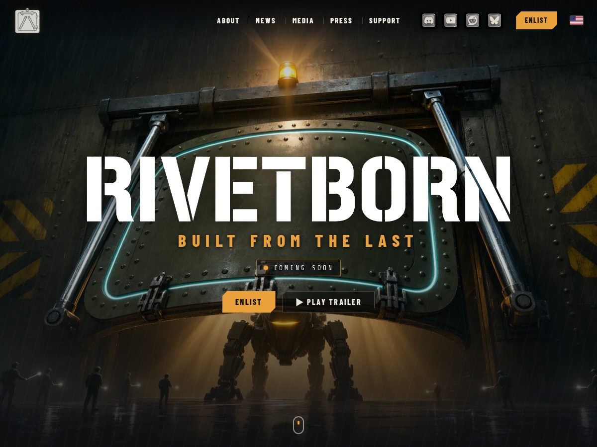 Landing-page snapshot of rivetborn.com