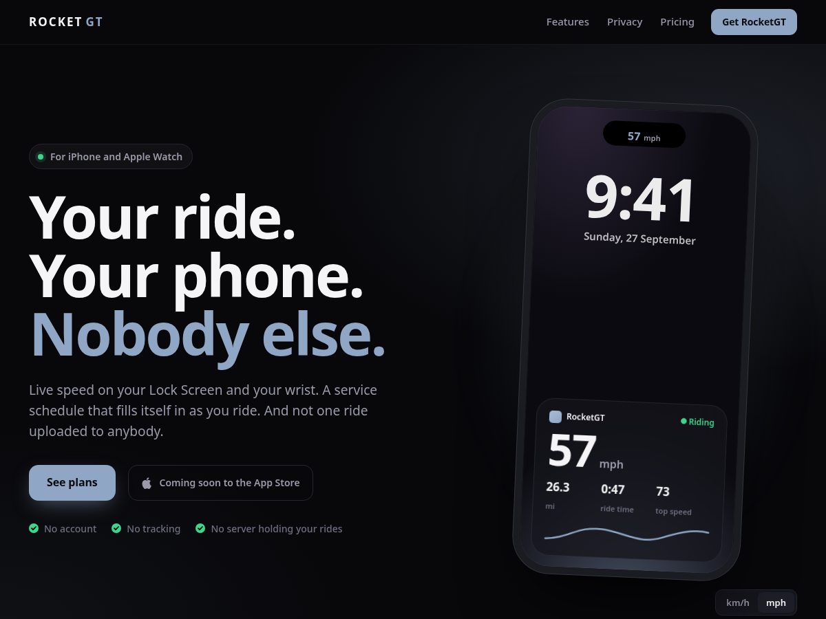 Landing-page snapshot of rocketgt.app