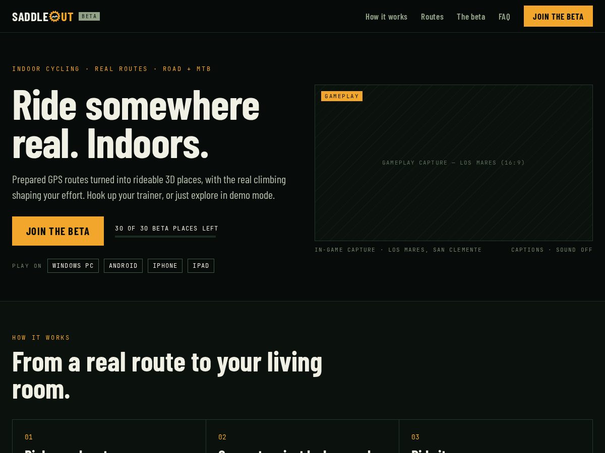 Landing-page snapshot of saddleout.com