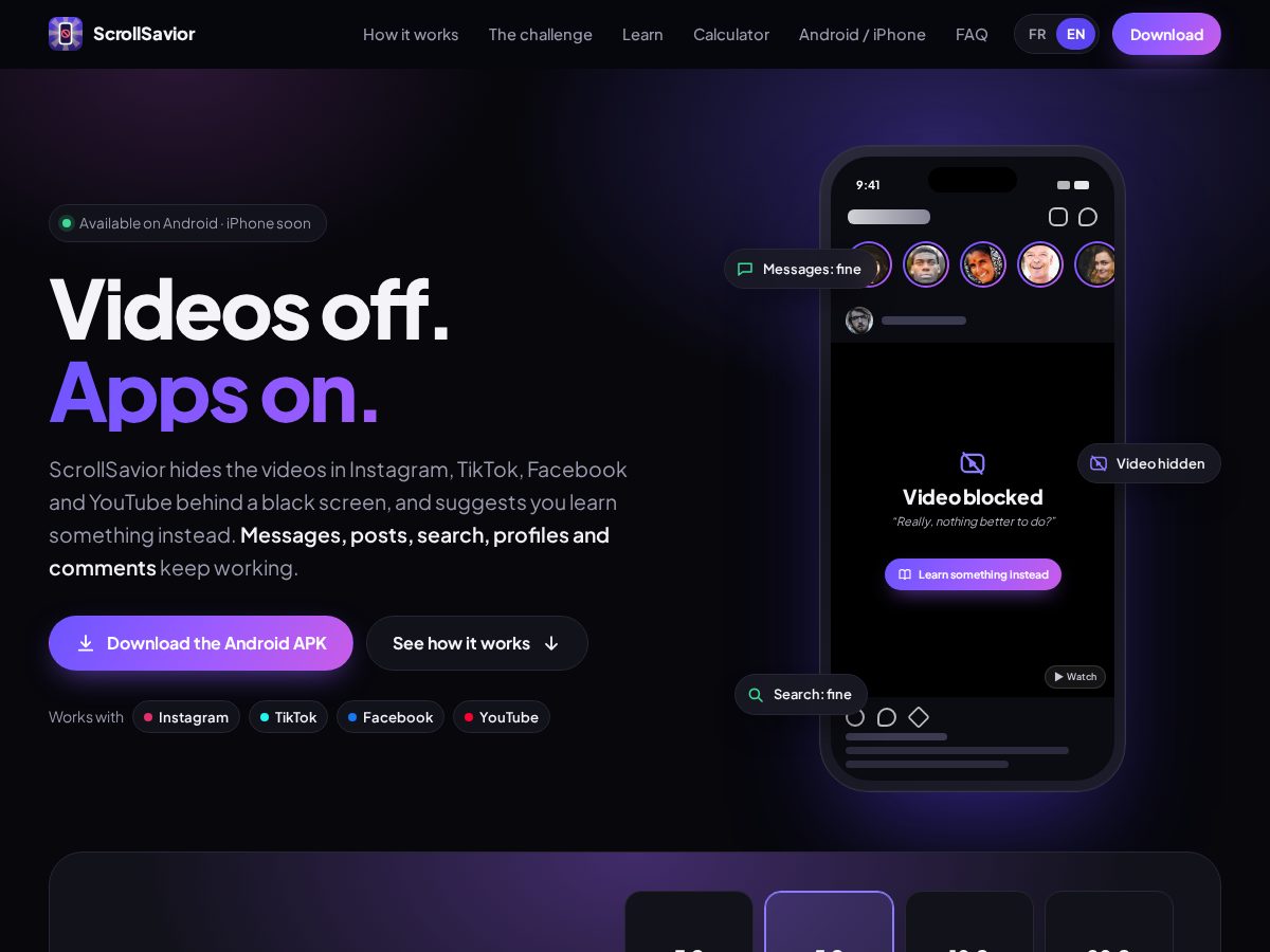 Landing-page snapshot of scrollsavior.com