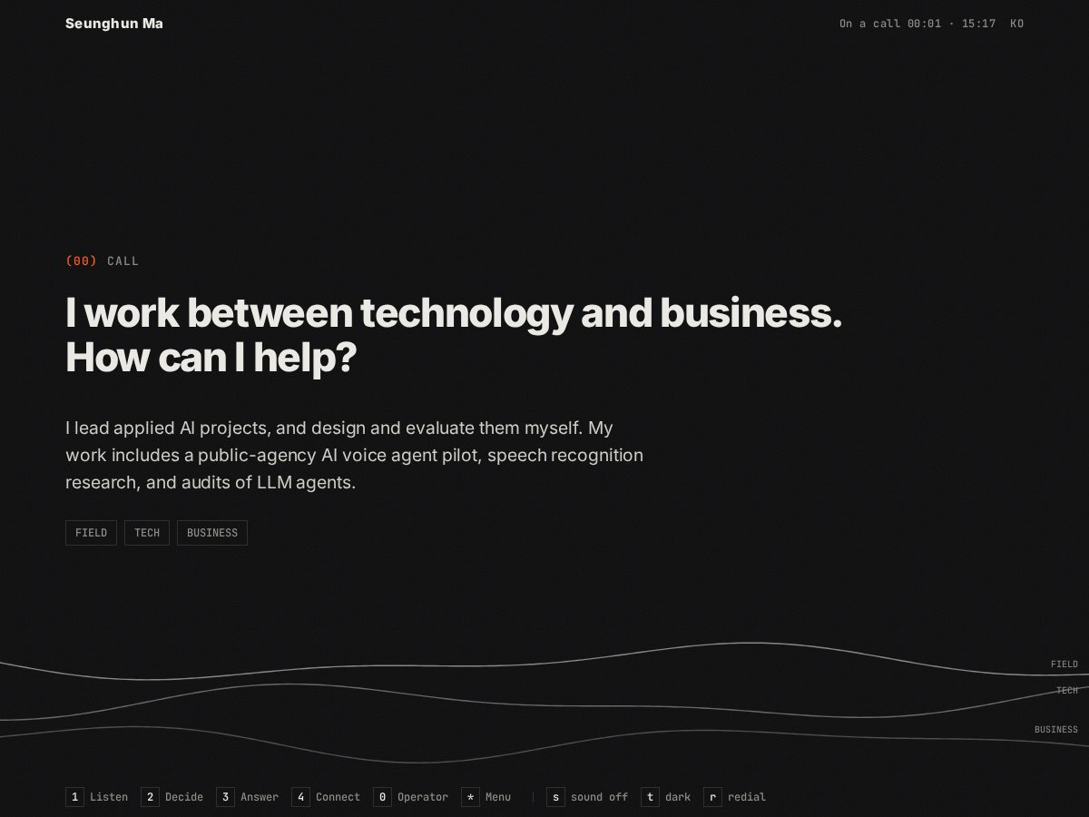 Landing-page snapshot of seunghunma.com