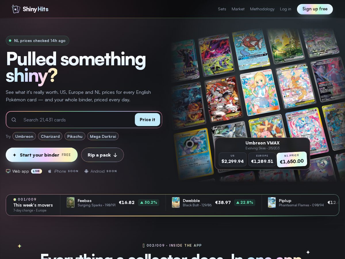 Landing-page snapshot of shinyhits.app