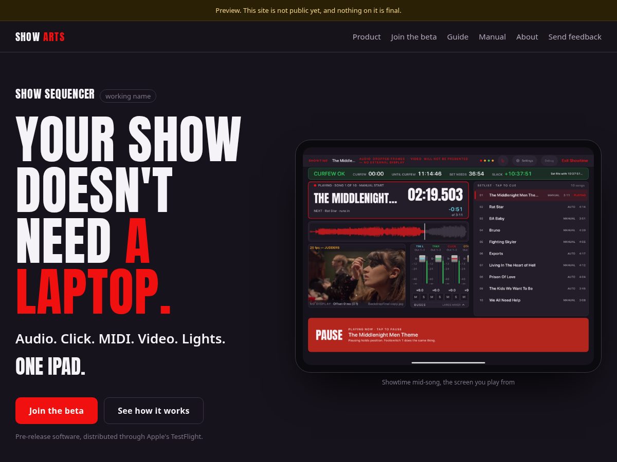 Landing-page snapshot of showarttechnologies.com