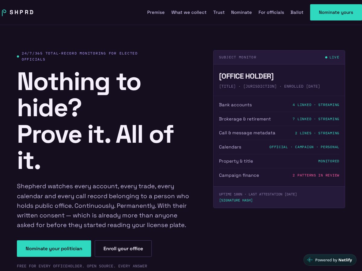 Landing-page snapshot of shprd.lol
