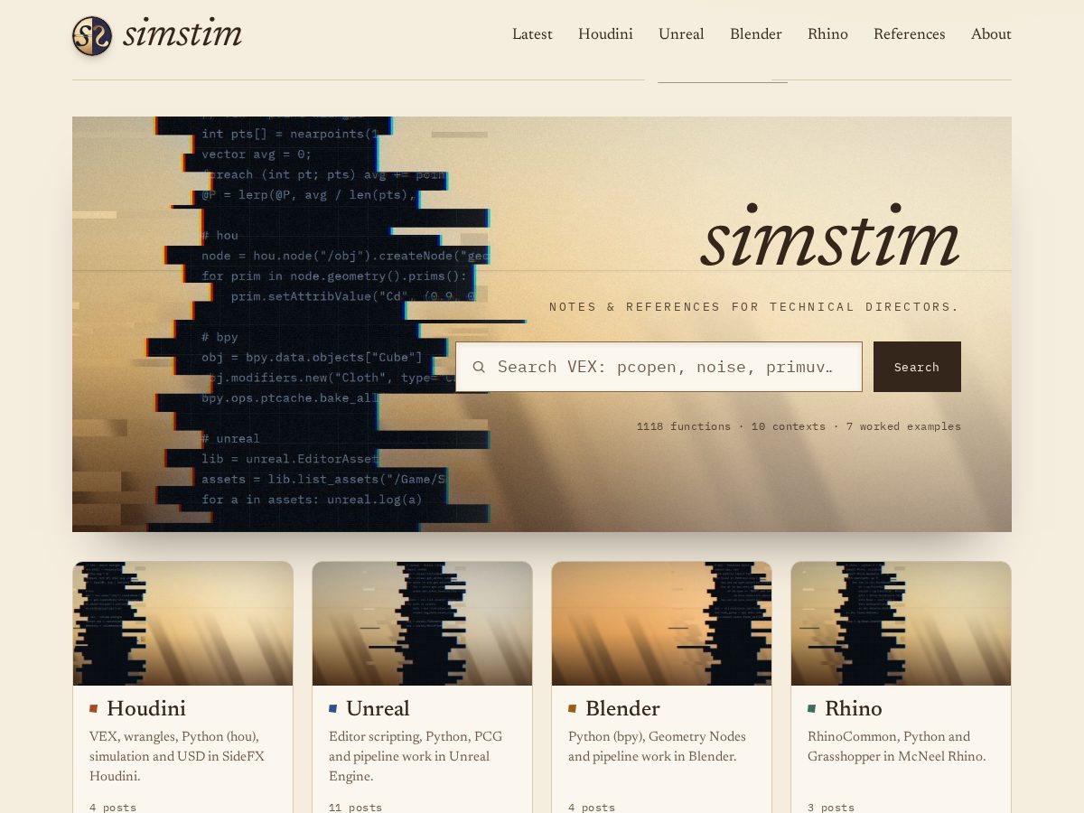 Landing-page snapshot of simstim.org