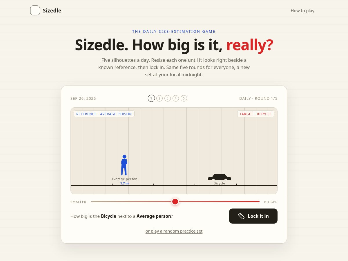 Landing-page snapshot of sizedle.org