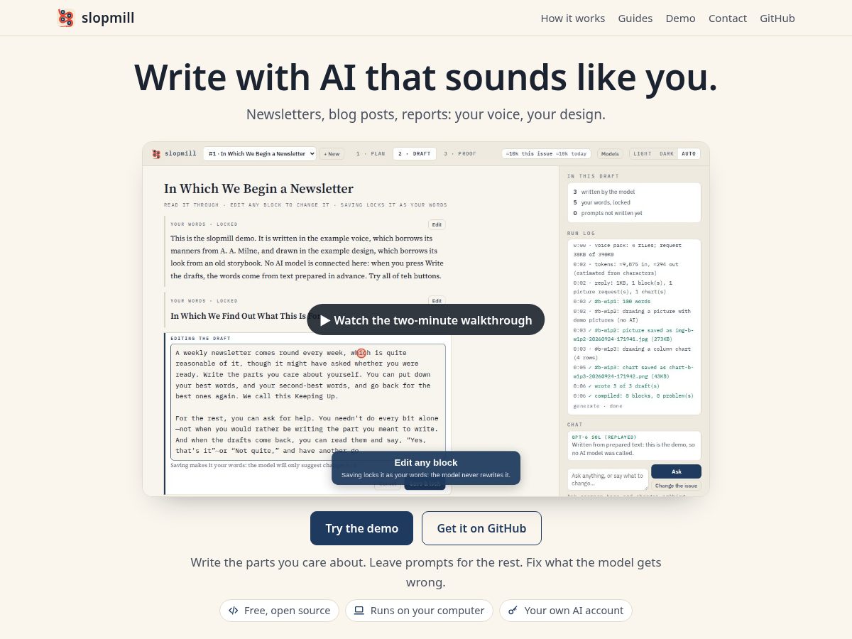 Landing-page snapshot of slopmill.org