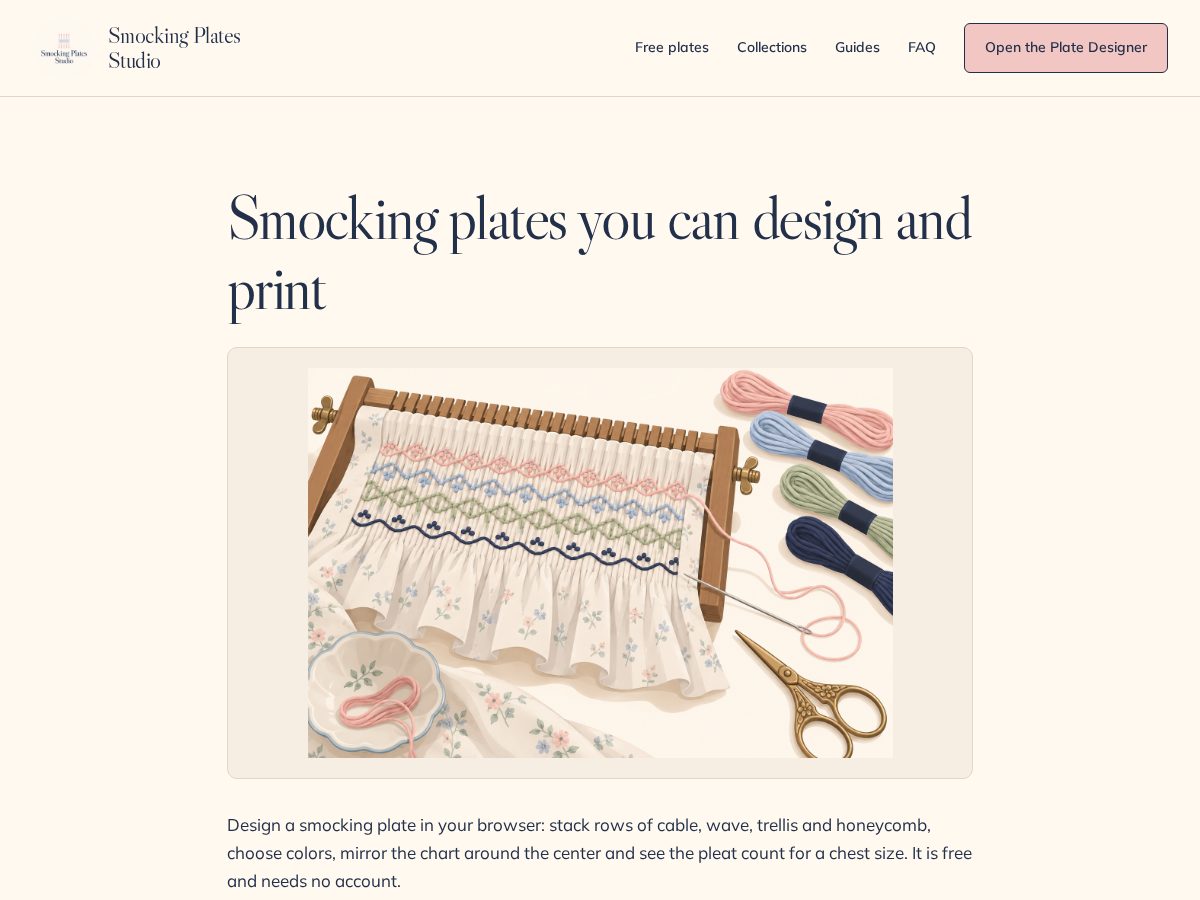 Landing-page snapshot of smocking-plates.com