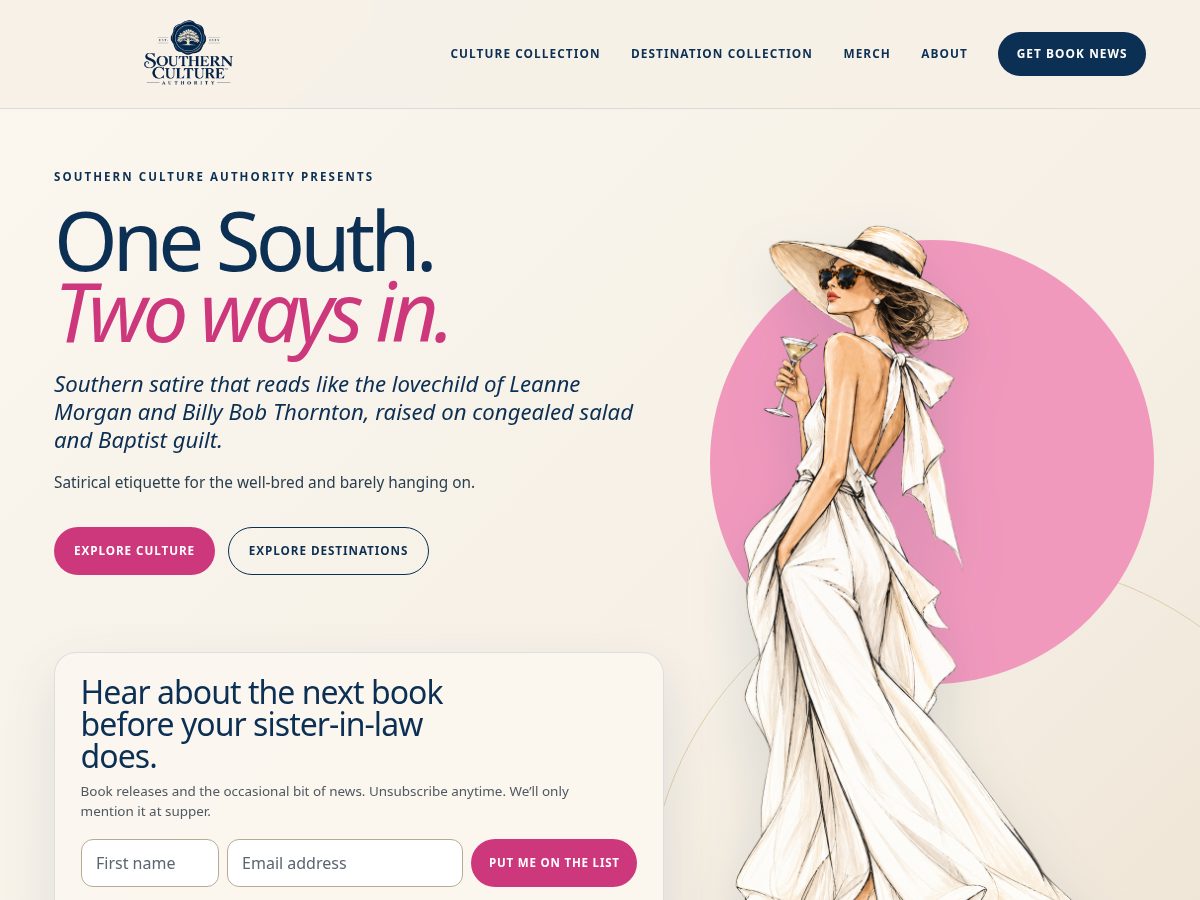 Landing-page snapshot of southerncultureauthority.com