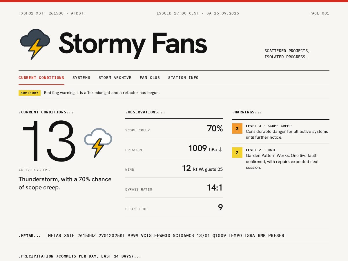 Landing-page snapshot of stormyfans.com
