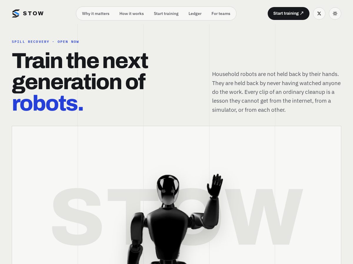 Landing-page snapshot of stowdata.xyz