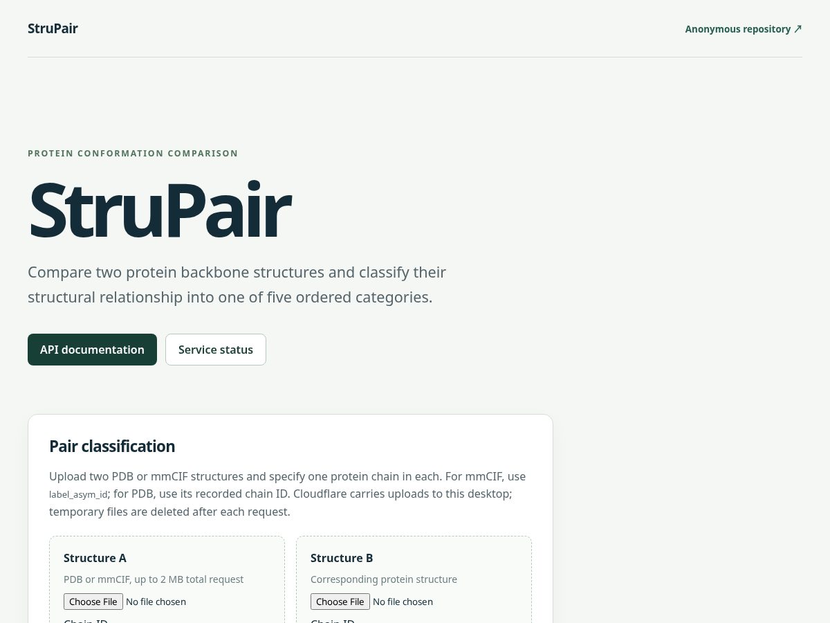 Landing-page snapshot of strupair.org