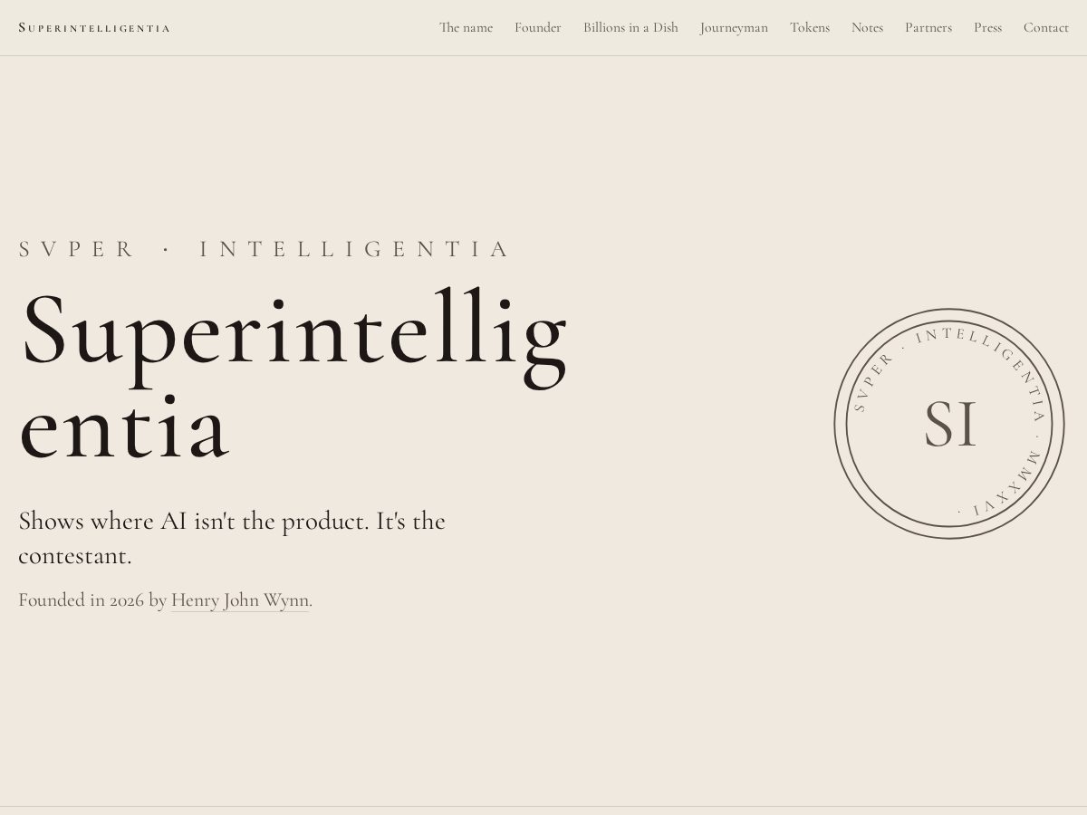 Landing-page snapshot of superintelligentia.app