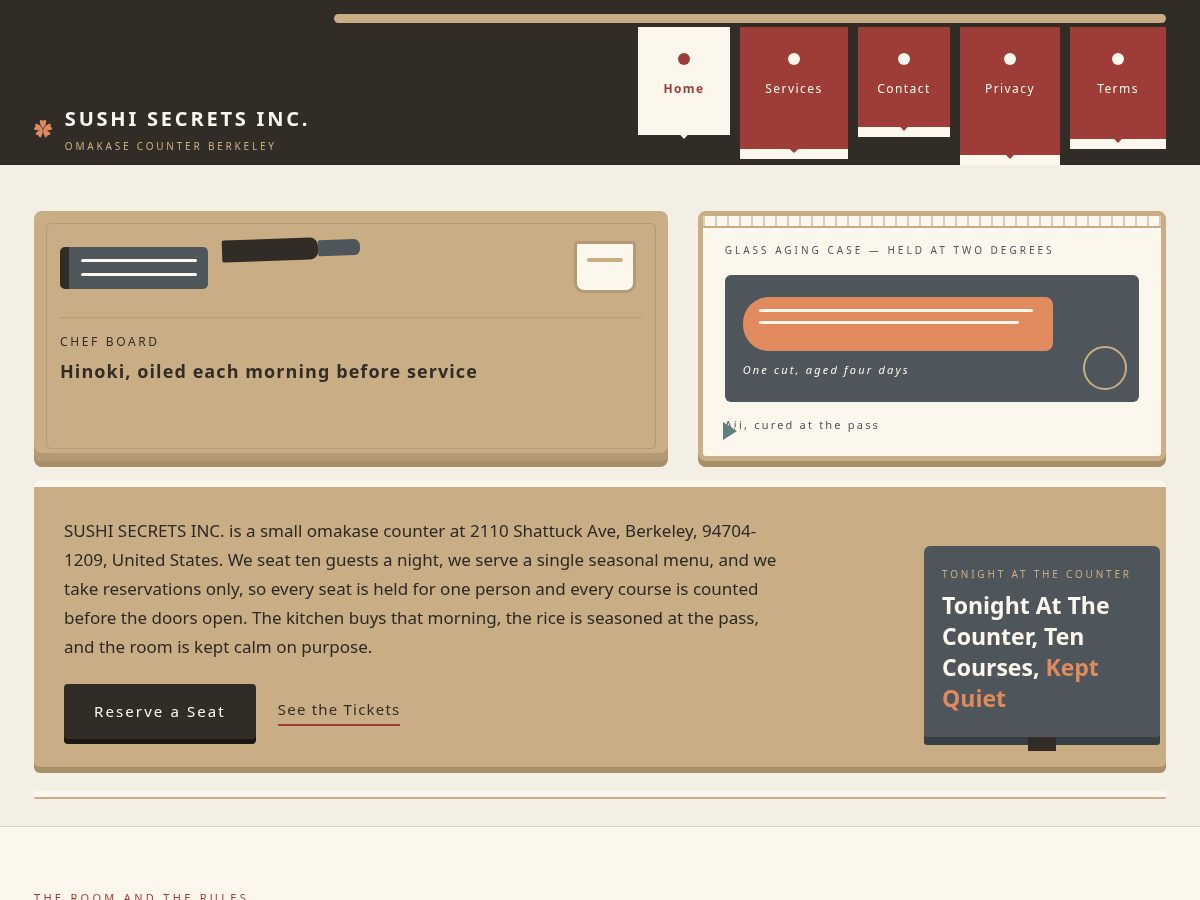 Landing-page snapshot of sushisecrets.buzz