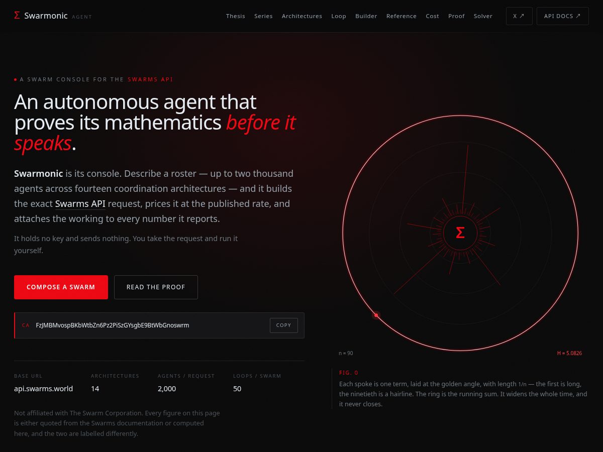 Landing-page snapshot of swarmonic.world