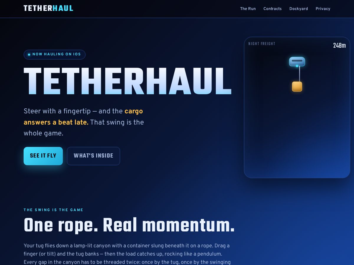 Landing-page snapshot of tetherhaul.click