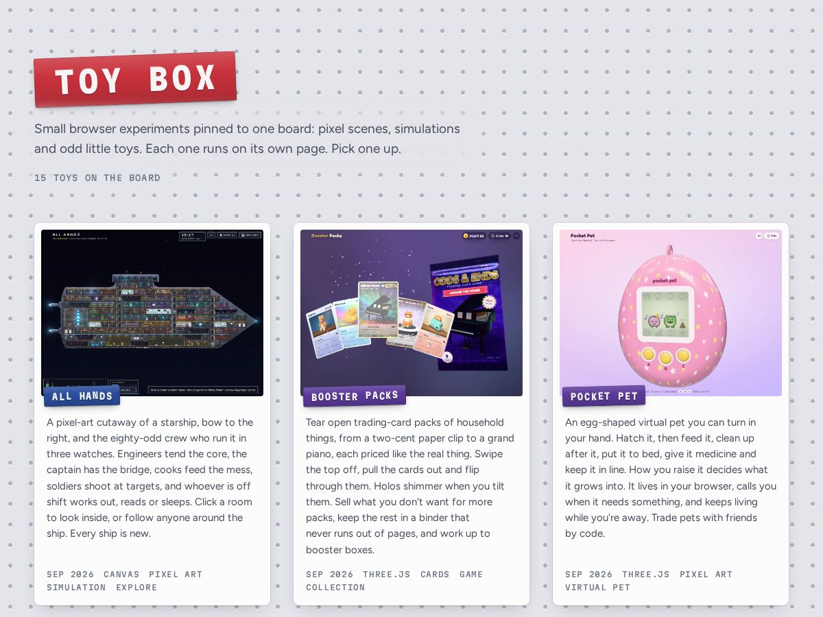 Landing-page snapshot of theboxof.toys